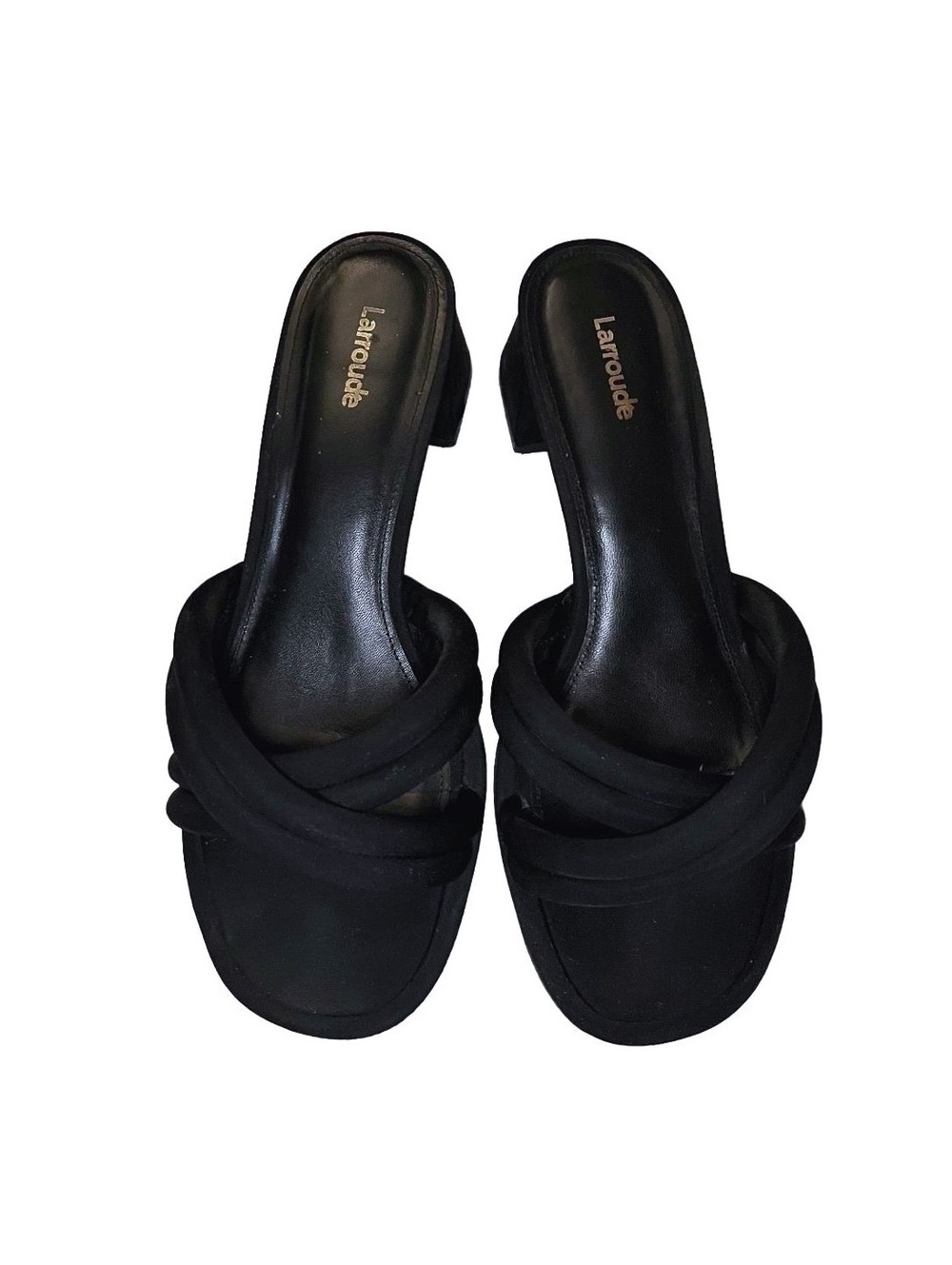 Larroude Black Strappy Block Heel Sandals Size 9